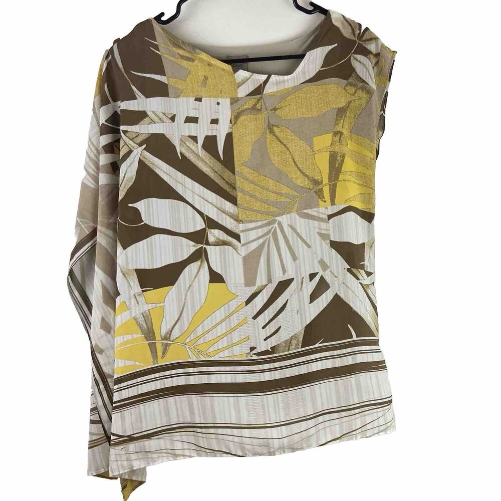 Easywear by CHICO'S 0 Women's  S Tropical Print Blouse Asymmetrical Short Sleeve